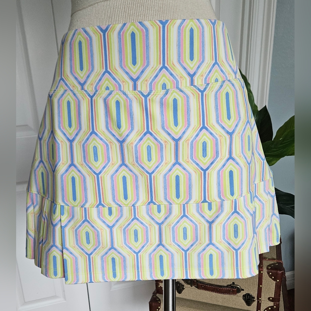 SIGRID OLSEN Golf & Tennis Retro-Geometric Trellis Pull-on Skort!